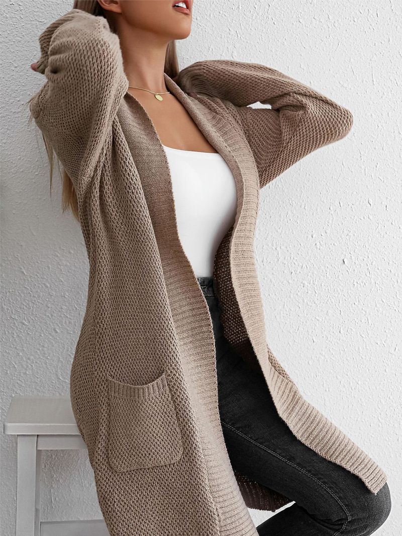 Cardigan lungo con risvolto largo e giacca casual da donna, nuovo, autunno e inverno, coordinato_voghion.com