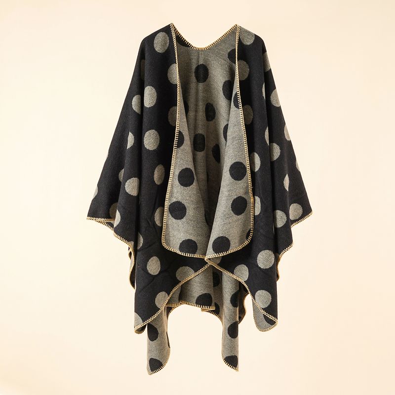2021 New polka dot printed travel and play warm cashmere shawl_voghion.com