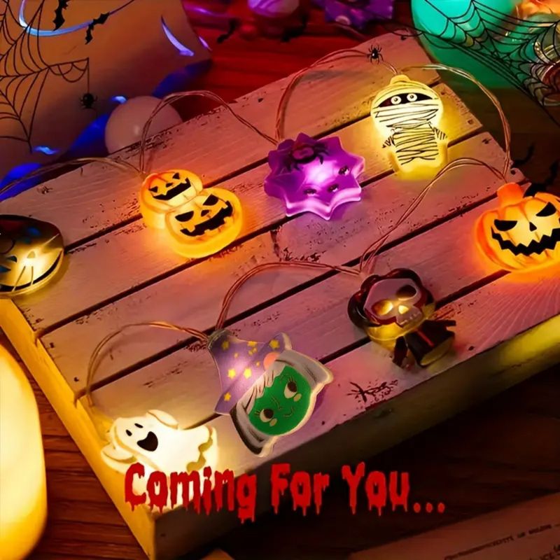 Cross-Border Halloween LED String Pumpkin Witch Ghost Decorative Holiday Arrangement Christmas Thanksgiving Atmosphere_voghion.com