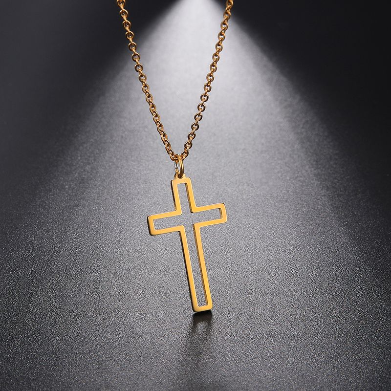2025 Novidades Amaxer Aço Inoxidável Para Mulheres Amante Ouro Prata Cor Corrente Colar Pequena Cruz Jóias Religiosas_voghion.com