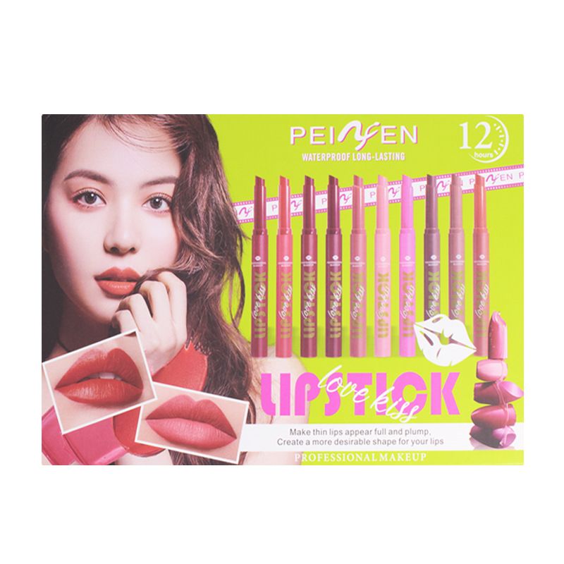 10 pieces of set Pennifene beauty waterproof, fading, non stick cup matte lipstick_voghion.com