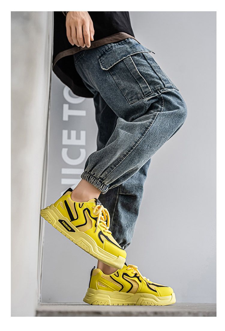 Herbst Herren Neue Atmungsaktive Mesh Weiß Vielseitige Dick-Sohle Sneakers Casual Board Dad Trendy Schuhe_voghion.com
