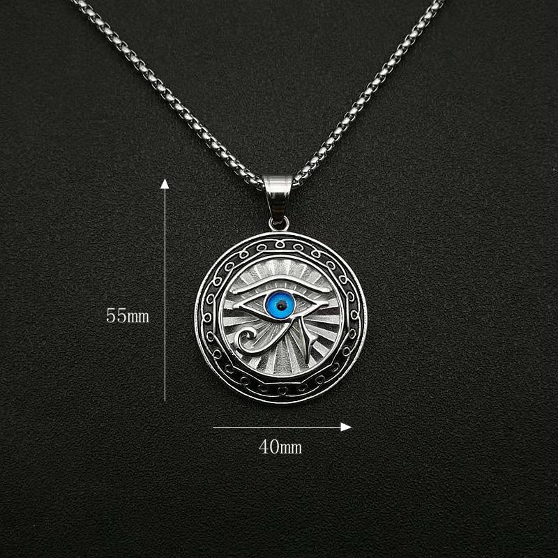 New Egypt Eye of Horus Bijoux Plaqué Or Blue Eye Round Tag Pendentif Collier_voghion.com