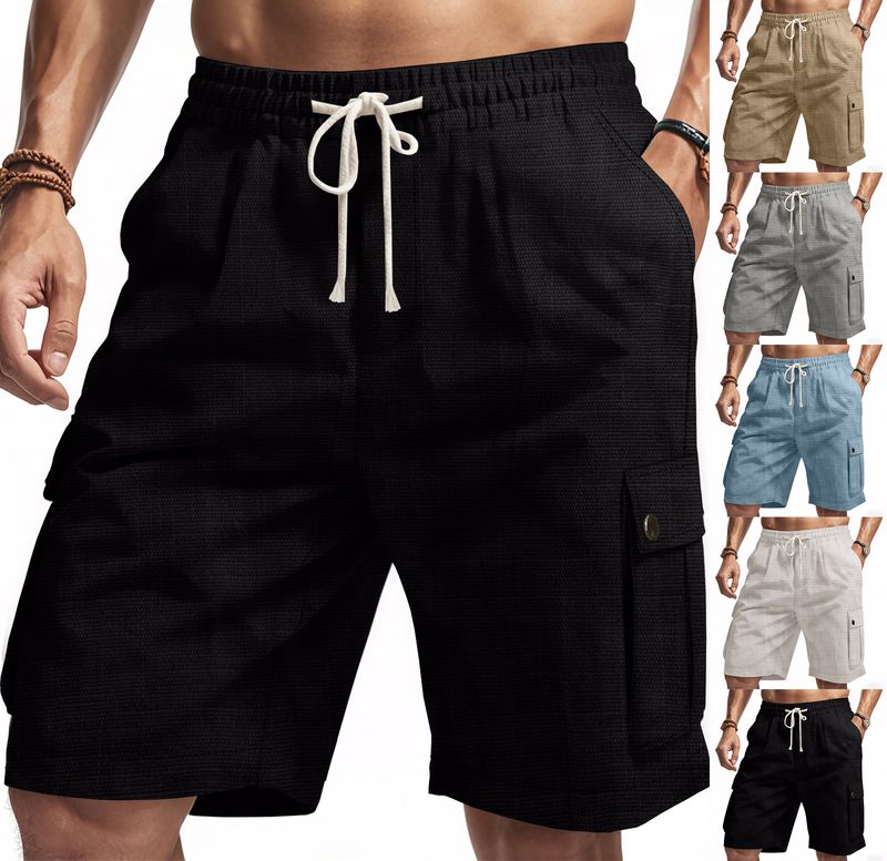 Men's Tactical Cargo Shorts - Breathable Linen Blend, Multi-Pocket Outdoor Casual Shorts For Summer, Lightweight & Comfortable (S-XXXL)_voghion.com
