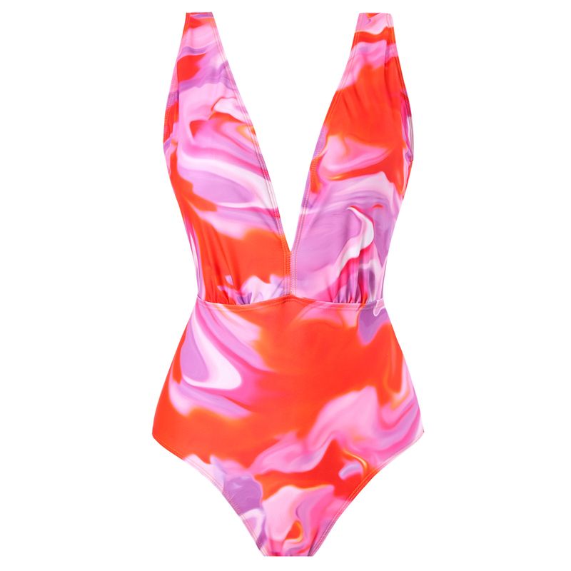 Maillot de bain une pièce sexy avec jupe transparente, ensemble bikini dos nu, taille haute gainant le ventre, pour femme_voghion.com