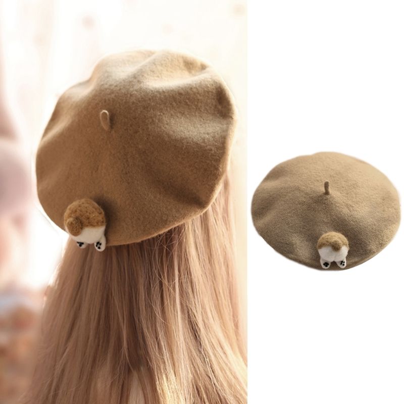 Neu eingetroffen Corgi Butt Decor Achteckige Wollmalermütze für Halloween Weihnachten_voghion.com