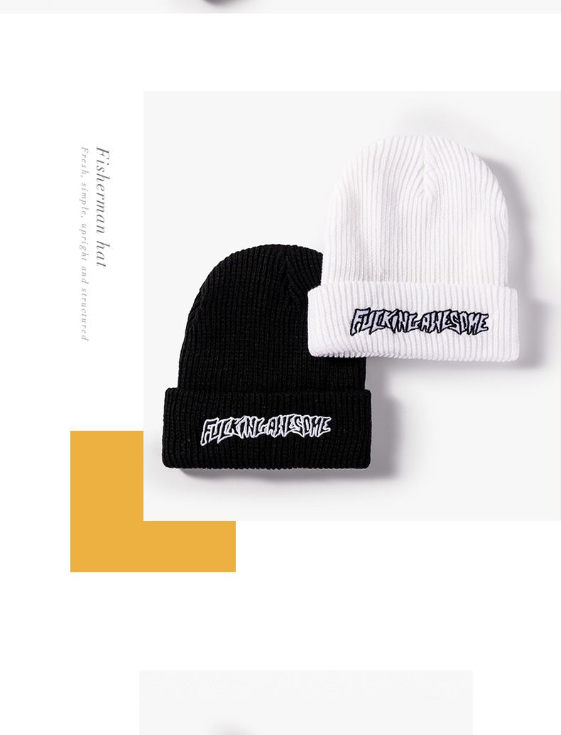 Korean Version Letter Embroidered Knitted Hat For Autumn And Winter Men's And Women's Warm And Cold Woolen Hat_voghion.com