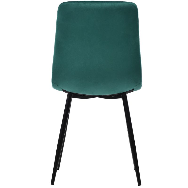 Set 5-teiliges Esstisch, Ronder Tisch (Ø100 Cm) Mit Schwarzen Beinen, Weiße Platte, 4 Grüne Samtstühle_voghion.com