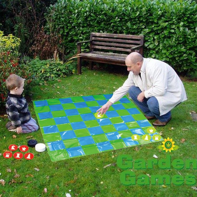 Multifunctionele PVC-spelmat - gigantische speelmat voor kinderen met schaakstukken, slangen en ladders en dammen - draagbaar bordspel voor binnen en buiten_voghion.com