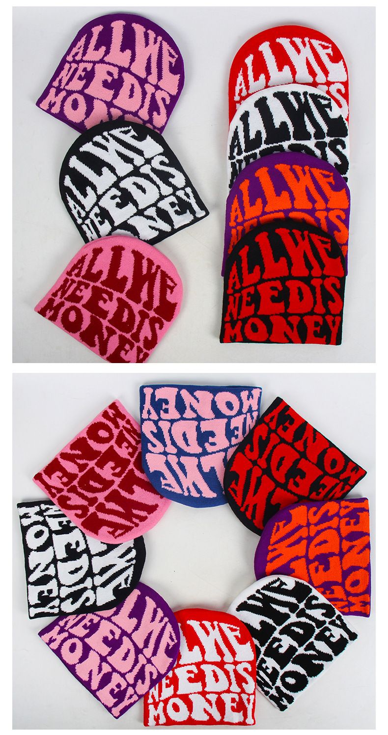 Herrenhüte Strickmütze aus Jacquardwolle, Pullovermütze, Mütze im Buchstabenstil_voghion.com