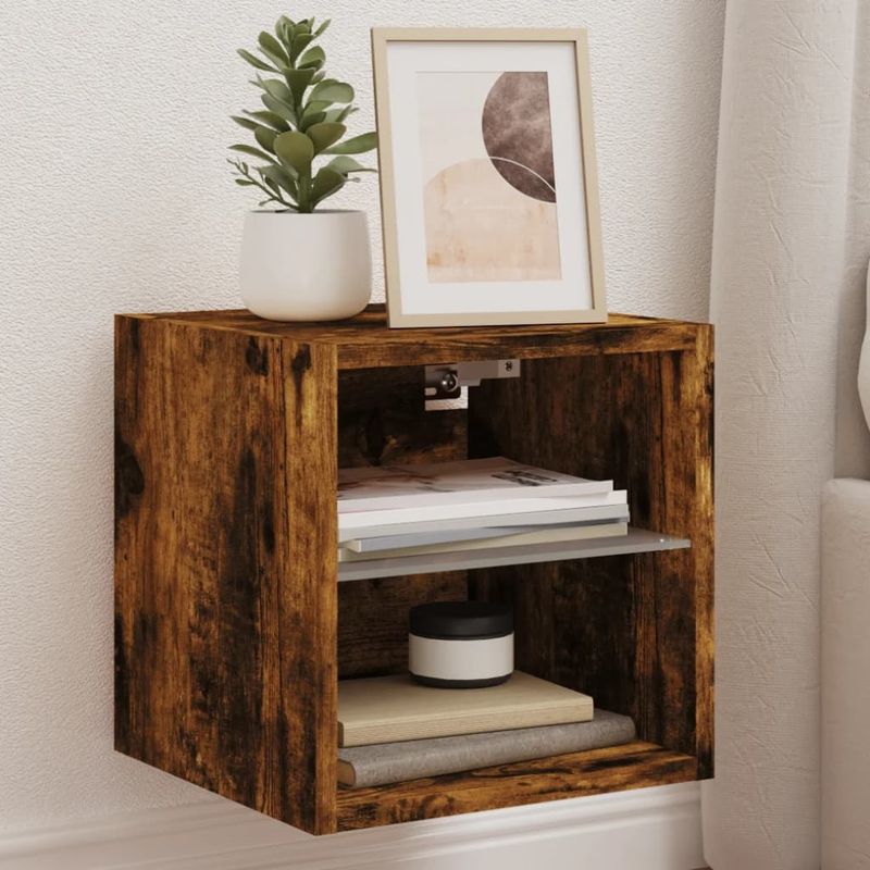 TV-Wandschränke mit LED-Leuchten 2 Stk. Räuchereiche_voghion.com
