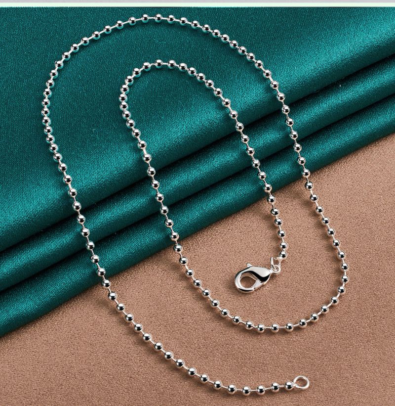 Bereit Lager SHSTONE Sterg Sier 2mm 18 Zoll Ball Bead Kette Halskette Für Frauen Party Engagement Hochzeit Mode Charme Schmuck Geschenke_voghion.com