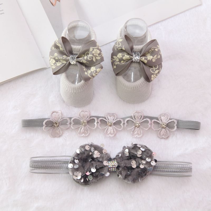 Fascia per capelli da bambina con fiori, calzini, set di fiocchi a corona, fascia per capelli per neonati, fasce per ragazze, turbante, accessori per capelli per bambini, 3 pezzi/set_voghion.com
