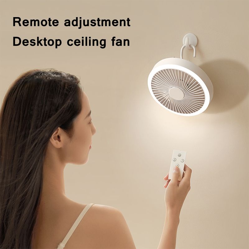 Távirányítós ventilátor kempingezéshez, csendes kis ventilátor, szépségápolási fényventilátor, hosszú akkumulátor-élettartamú kültéri ventilátor, 2000mAh, USB-n újratölthető_voghion.com