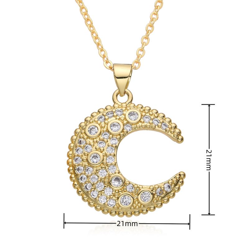 Nytt etniskt stil mikroinlagt zirkon sol- och månehalsband hänge ljus lyxig nischdesign kall nyckelbenskedja_voghion.com