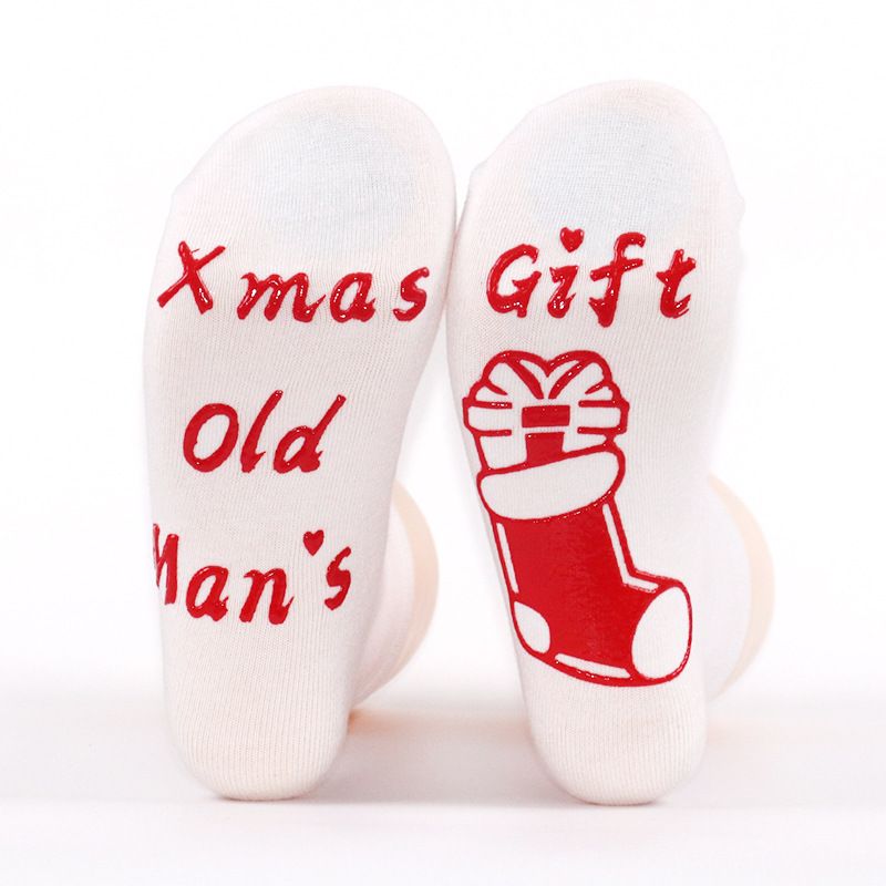 Julstrumpor för män och kvinnor med monogram, halkfria golvstrumpor i mitten av röret_voghion.com
