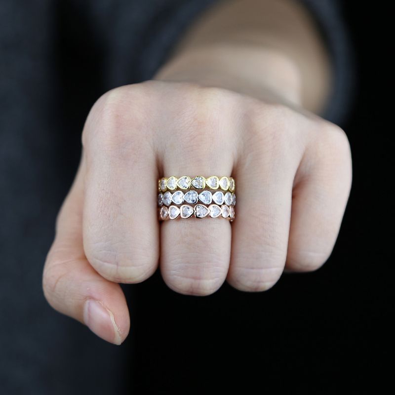Women's Jewelry Heart-Shaped Cubic Zirconia Ring - Hip Hop Style Fashion Statement For Women - Elegant And Trendy Ring In Silver, Gold, Rose Gold_voghion.com