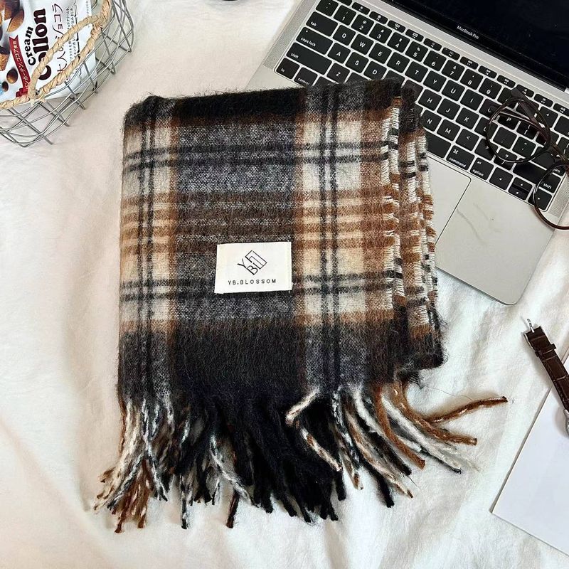 2024 Neuer Mirad Premium-Schal mit Karomuster für Damen im Winter, koreanische Ausgabe, doppelt verwendbar, dicker, warmer Schal_voghion.com