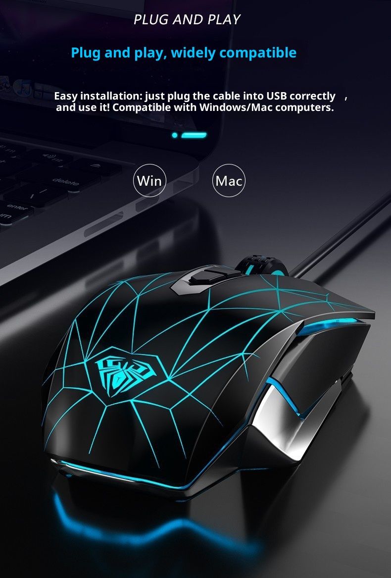 Digitex AULA/ Wolf Spider S50 Gaming-Maus, kabelgebunden, USB, Makroprogrammierung, 6D, Cross-Border, auf Lager, Großhandel, Ergonomie_voghion.com