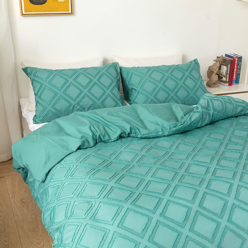 Solid Color Cut Flower Square Shape Quilt Cover Full Size_voghion.com