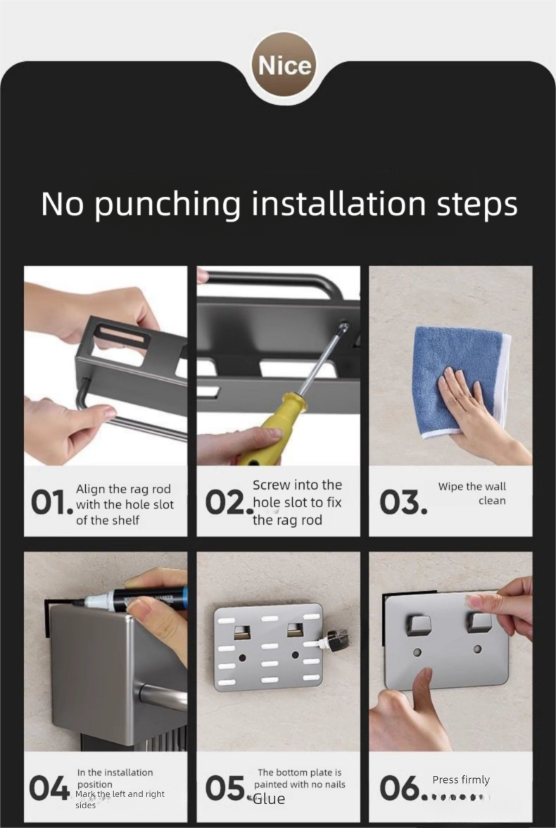 Suporte de armazenamento cinza Jibaiju Gun, organizador multifuncional para facas e hashis, sem furadeiras, para cozinha e uso doméstico_voghion.com