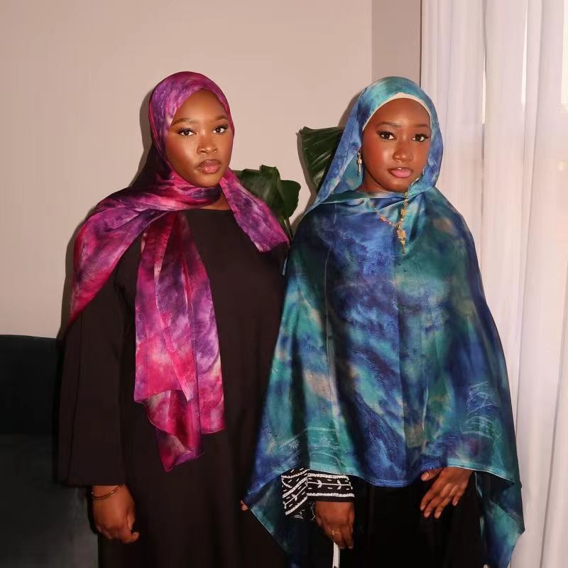 Muslim headscarf Silk Printed Scarf National Shawl Senior Printed National Scarf Shawl Headscarf 180*85cm_voghion.com