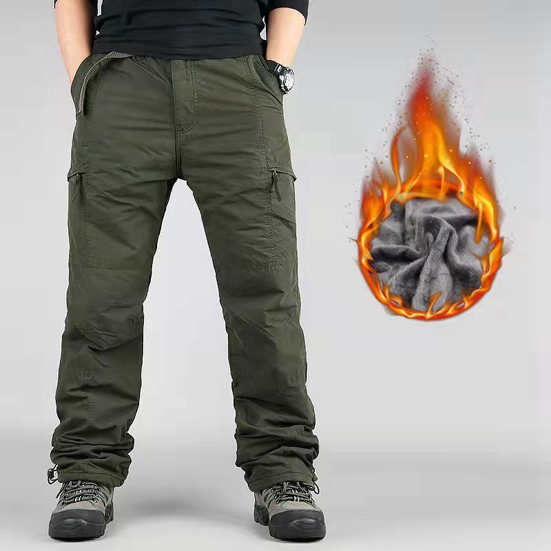 Dicke, warme Herren-Militär-Cargohose für den Winter, doppellagiger Fleece-Overall, lässige Baumwolle, Ripstop, taktische Baggy-Thermohose_voghion.com