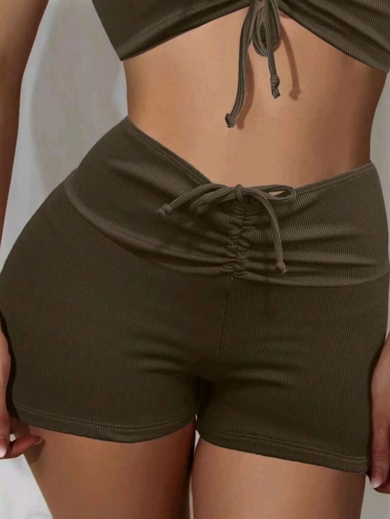 Swim Printed Damen Boxer Konservative High Waist Kordelzug Strand Single Shorts_voghion.com