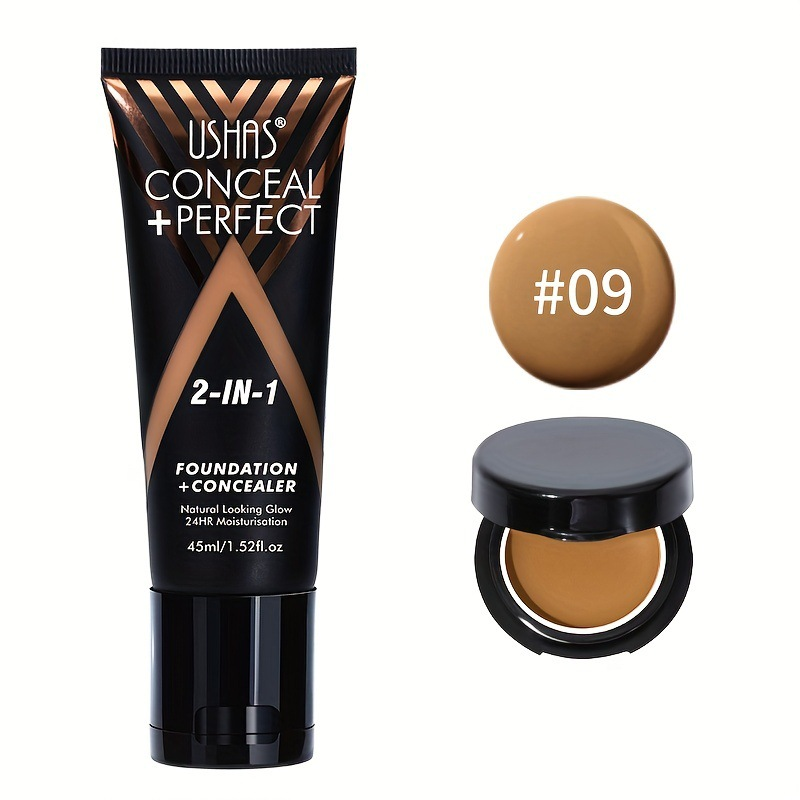 (Scatola espositiva) Fondotinta multifunzione 2 in 1 USHAS, correttore color bronzo_voghion.com