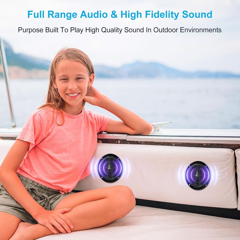 Lot de 2 haut-parleurs stéréo d'extérieur pour bateau, étanches et résistants aux intempéries, 2 voies, 6,5 pouces, 120 W, parfaits pour VTT, UTV_voghion.com