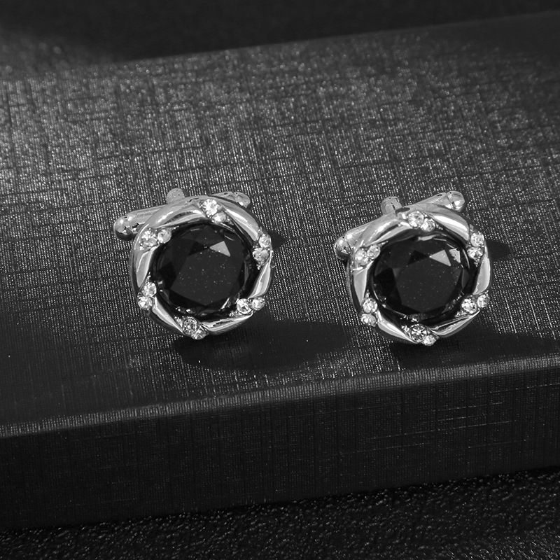 New Fashion Black Onyx Cufflinks Men's French Shirt Cufflinks_voghion.com