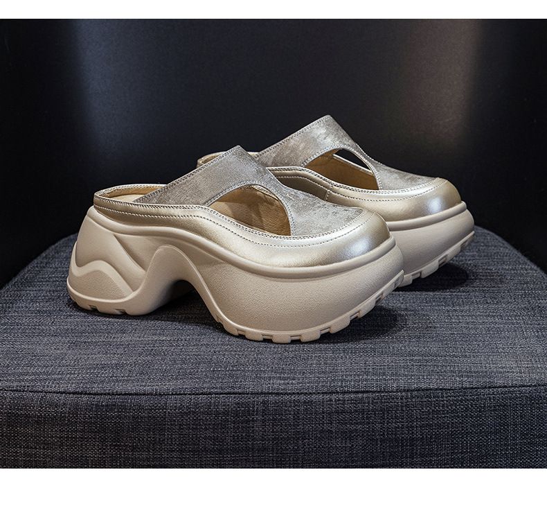 Small Thick-soled Bag Head Slippers Female One Pedal Lazy Wear Casual Versatile Cool Slippers_voghion.com