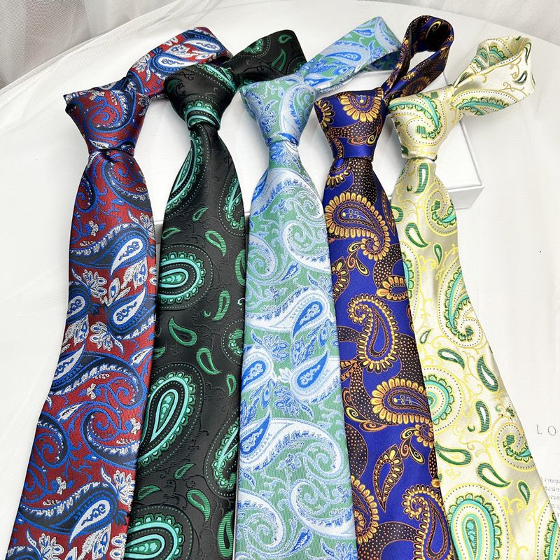 Paisley Flower 7cm High Latency Dense Formal Business Casual Groom Wedding Necktie Men_voghion.com