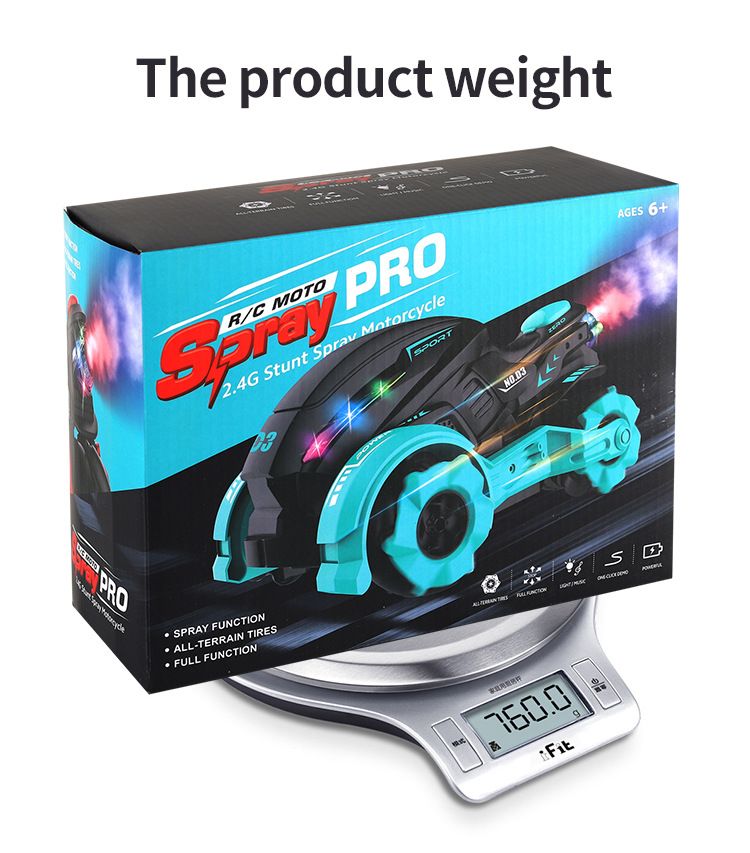 Motocicleta de acrobacias con rociador para niños, control remoto todoterreno con carga USB, lado giratorio de deriva de alta velocidad_voghion.com