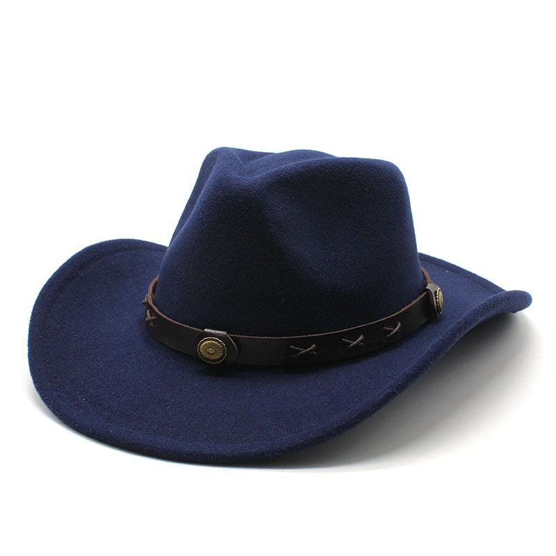 New best-selling Western denim woolen jazz top men's women's ethnic style, autumn and winter felt hat, big brimmed hat_voghion.com