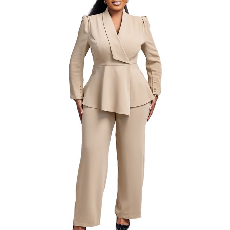 2-delige damessets plus size nieuwe aankomst bijpassende tweedelige sets blazer jas top broek pakken outfits kleding_voghion.com