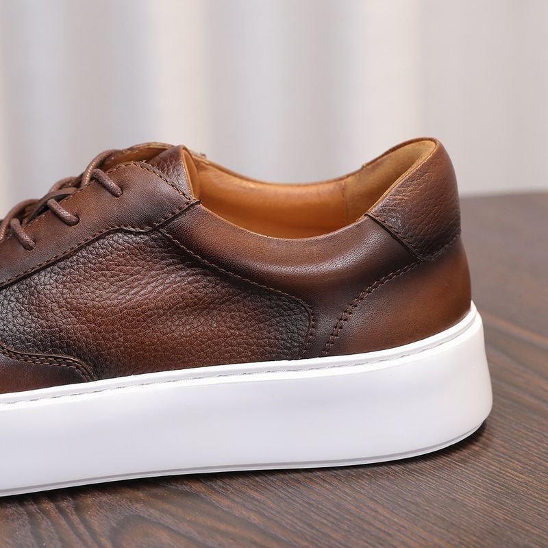 New Style 2025 New Breathable Leather Sneakers High-End Trendy Versatile Fashion Light Luxury Casual Men's Shoes_voghion.com