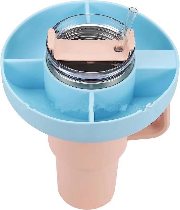 Universelles Snacktablett aus Silikon für 40-oz-Becher – auslaufsicherer, abnehmbarer Lebensmittelbehälter mit Deckel, Reise- und Outdoor-Essentials mit mehreren Fächern_voghion.com