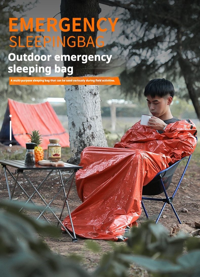 Pellicola in alluminio PE arancione semplice prevenzione del freddo e soccorso in caso di calamità sacco a pelo caldo di emergenza, borsa portaoggetti_voghion.com