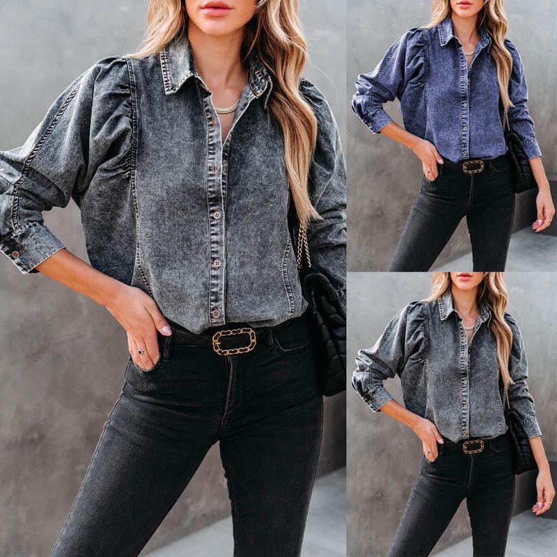 2023 donne europee e americane autunno e inverno versatili risvolti casual moda street style camicia in denim_voghion.com