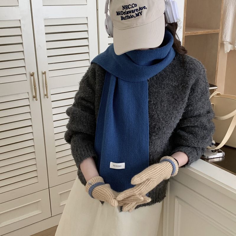 New Winter Women's Scarf Solid Color Soft Sticky Versatile Korean Couple Fashion Student Basic Knitted Warm Neck_voghion.com