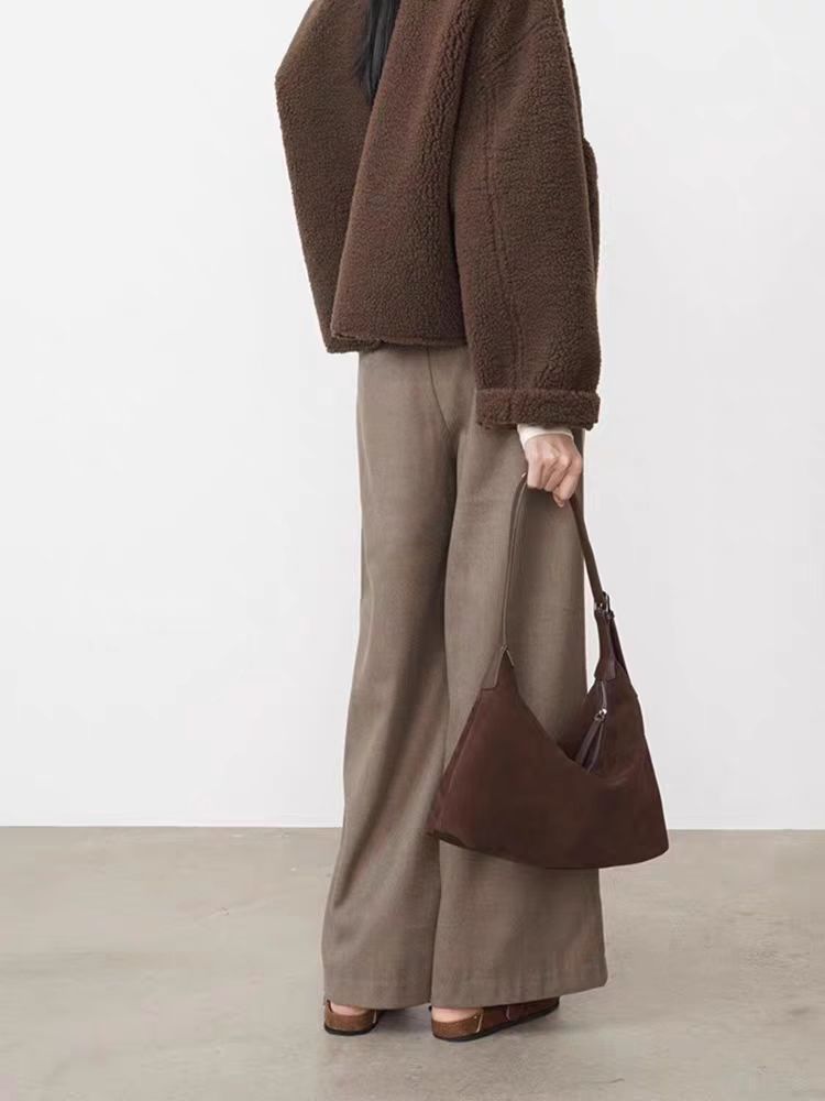 Borsa a mano in pelle scamosciata smerigliata per donna 2024 nuova borsa a tracolla monospalla sottobraccio di alta qualità autunno e inverno_voghion.com