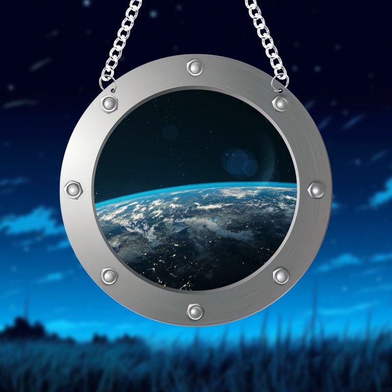 New astronaut underwater double-sided printed acrylic refractive mirror home pendant with chain and suction cup_voghion.com