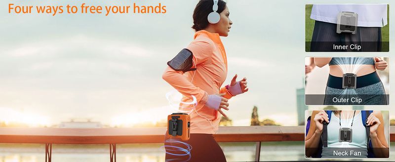 10000mAh Wearable Neck With SOS Light 40H Personal Air Cooler 5 Speeds Waist Fan For Outdoor Sport Travel Camping_voghion.com