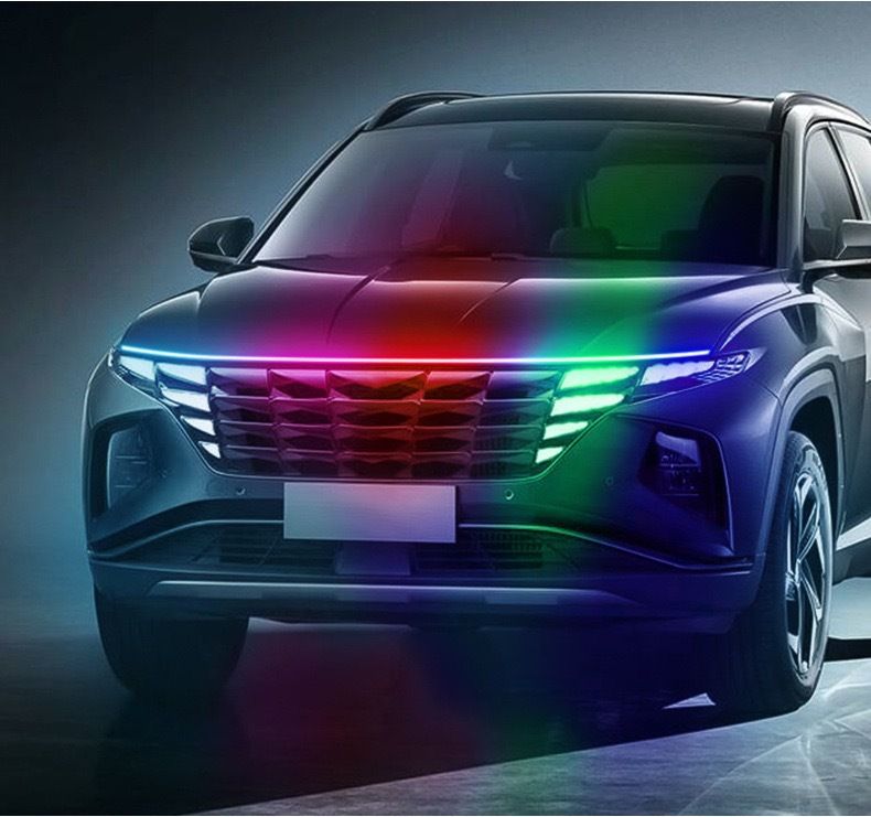 Auto Tagfahrlicht Durchgangstyp Lücke Lichtführungsstreifen Motorhaube Dekorative Mittelnetz LED modifizierte Lichter_voghion.com