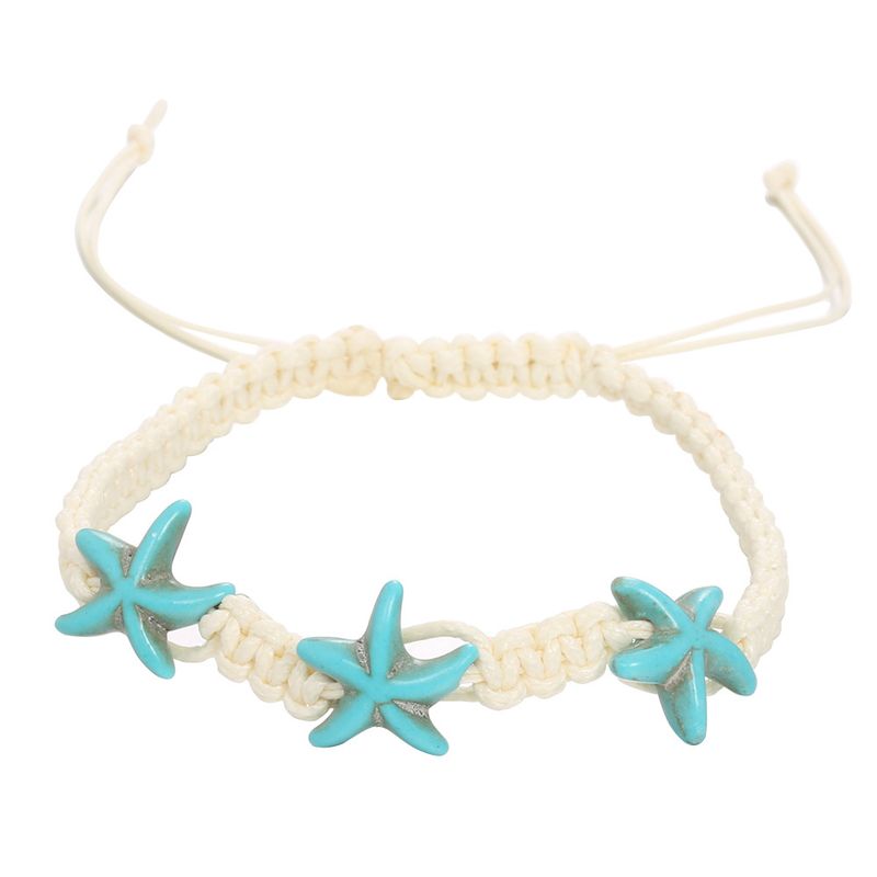 Beach style hand woven string starfish knot anklet_voghion.com
