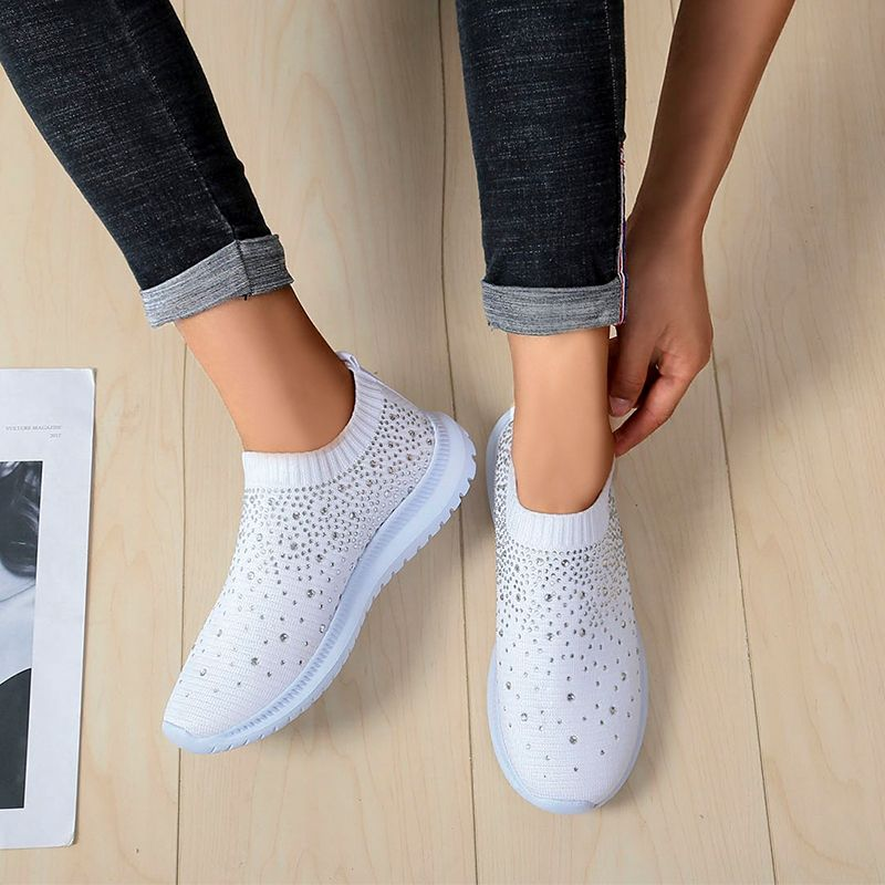 Large Size Rhinestone Socks Light Breathable Walking Fashion Casual Shoes_voghion.com