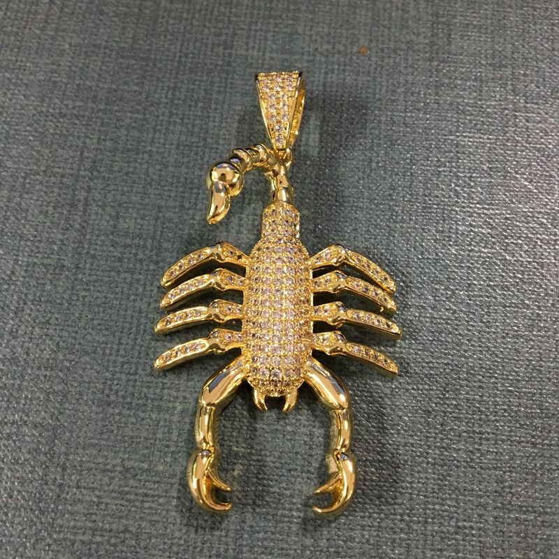 Herrenschmuck – Hip-Hop-Skorpion-Anhänger mit Zirkonia und Diamanten, ein cooles Statement-Piece für Casual und Streetwear._voghion.com