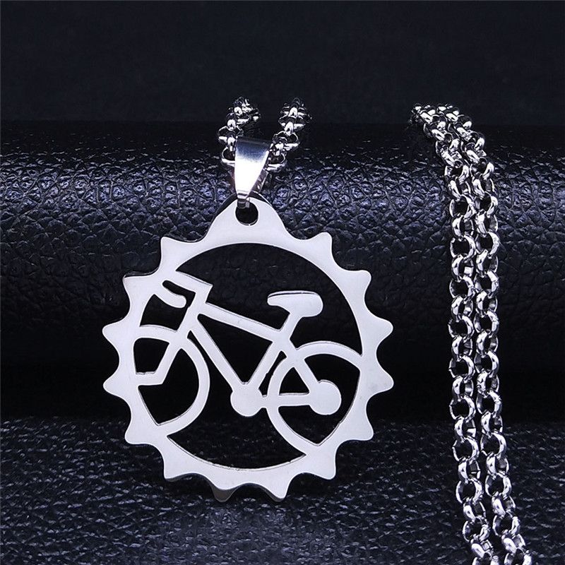 Moda Rowerowy Stalowy Wisiorek Naszyjnik dla Mężczyzn Kobiety Rower Cycg Łańcuch Opona Choker Naszyjnik Biżuteria pingente bicicleta_voghion.com