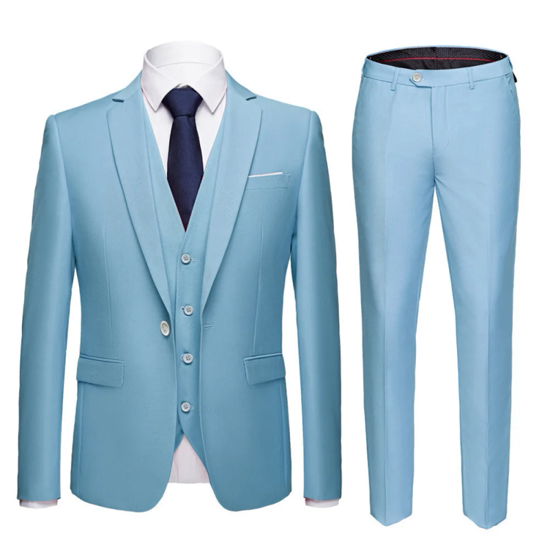 Mercúrio masculino blazers 3 peças define eleant 2 ternos weddin jaquetas de negócios colete calças casacos azuis 2024 formal coreano livre_voghion.com